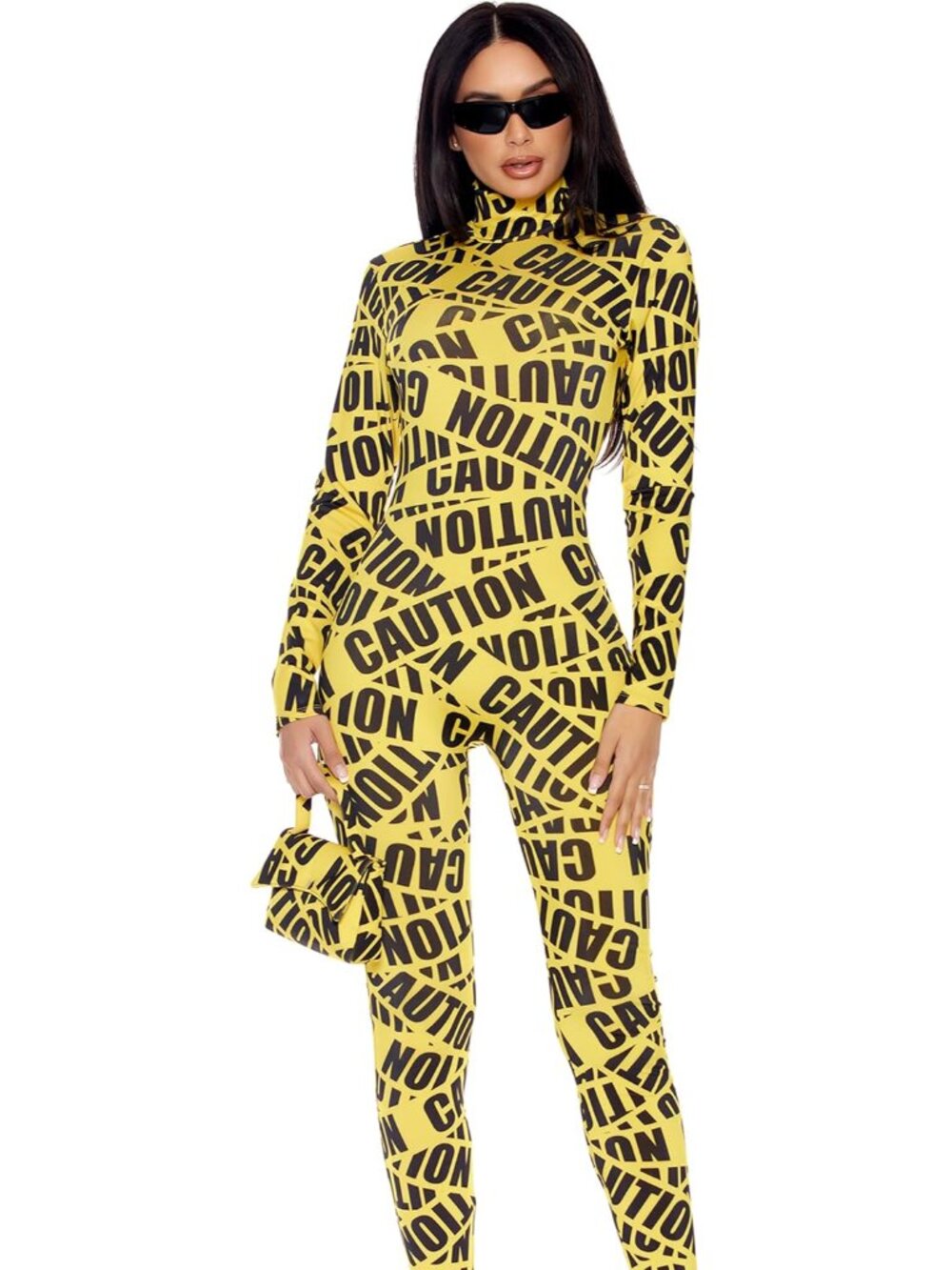 Women's Caution Sexy Caution Tape Costume, Yellow